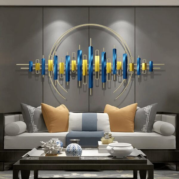 Blue And Gold Abstract Metal Wall Art