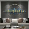 Blue And Gold Abstract Metal Wall Art