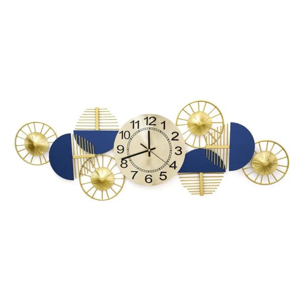 Yulia Blue & Golden Metal Wall Clock