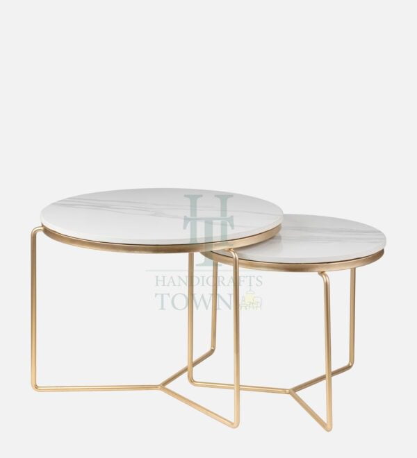 Minimalist Nesting Tables With Marble Top gold