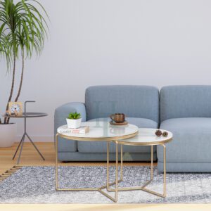 Minimalist Nesting Tables With Marble Top Gold