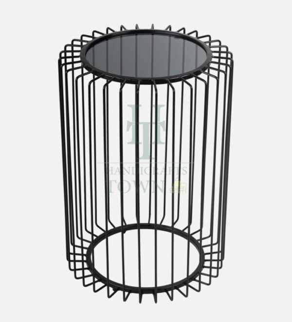 Metal Cage Side Table Black