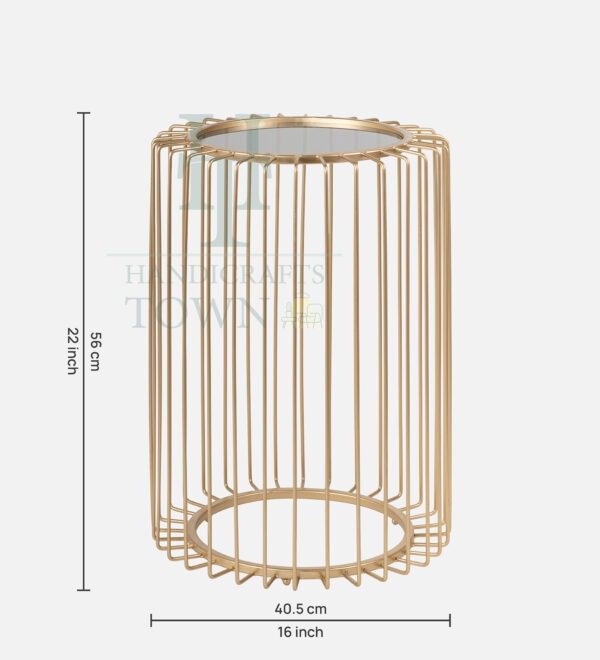Metal Cage Side Table Gold