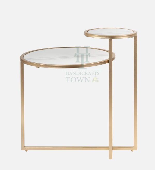 Dual Marble Side Table Gold