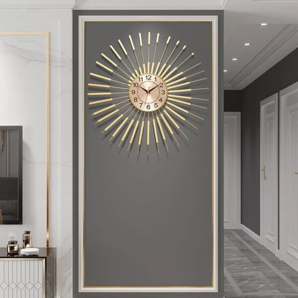 Golden Sun Metal Wall Clock