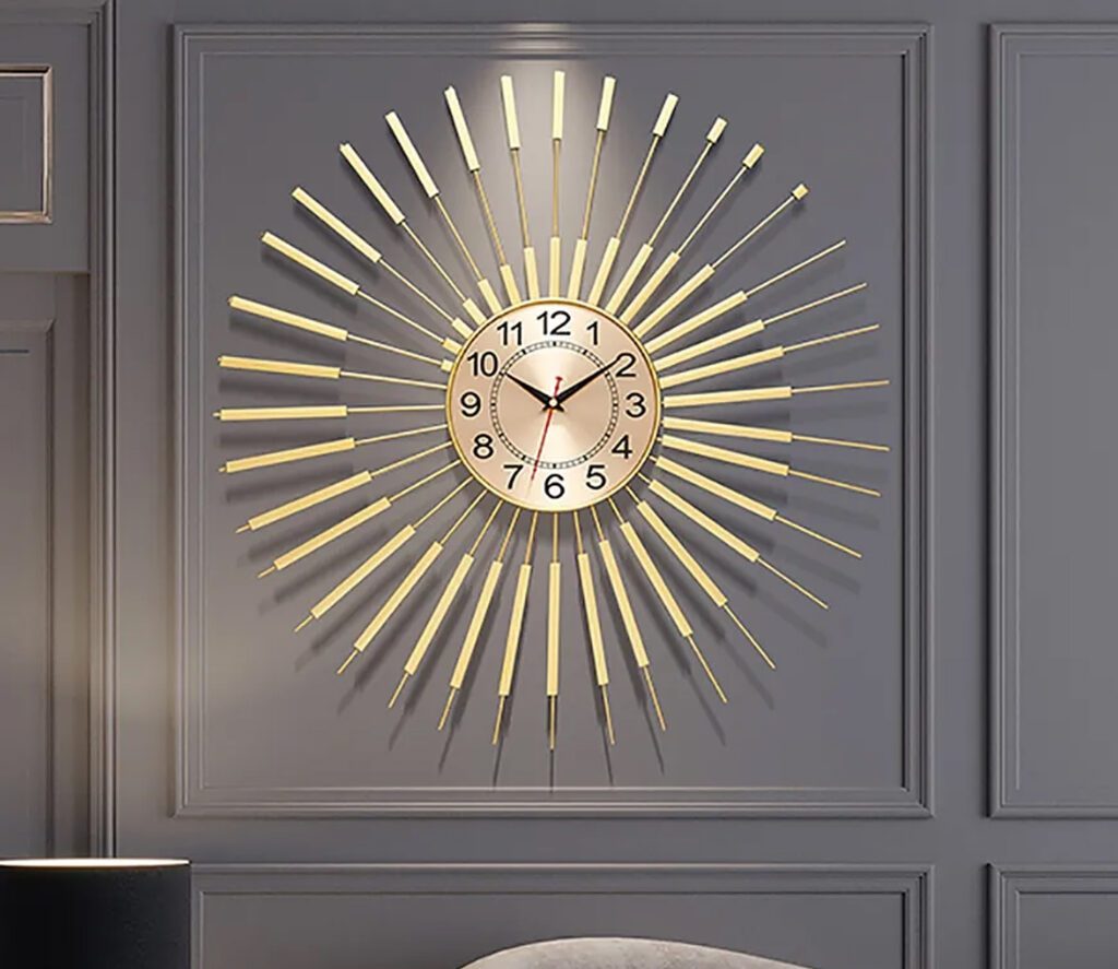 Golden Sun Metal Wall Clock