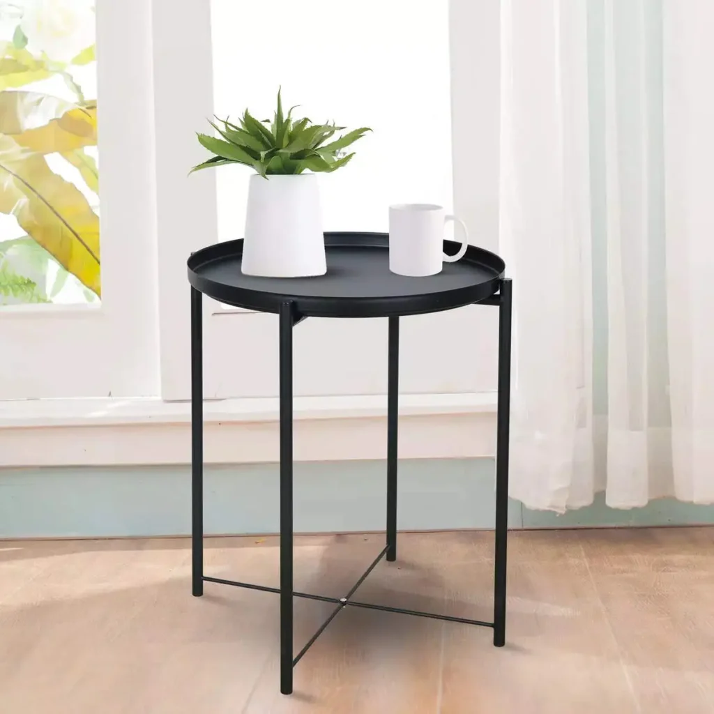 Metallic Cube Side Table in Black