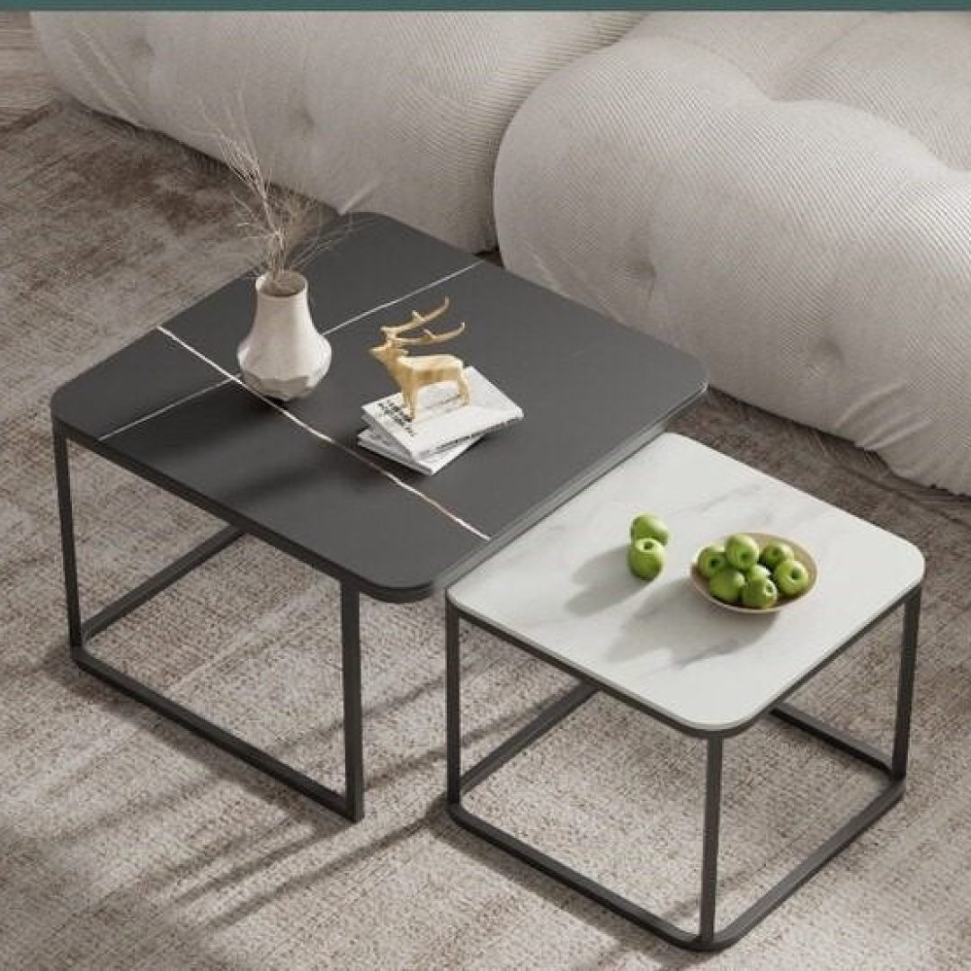 Black And White Square Nesting Table