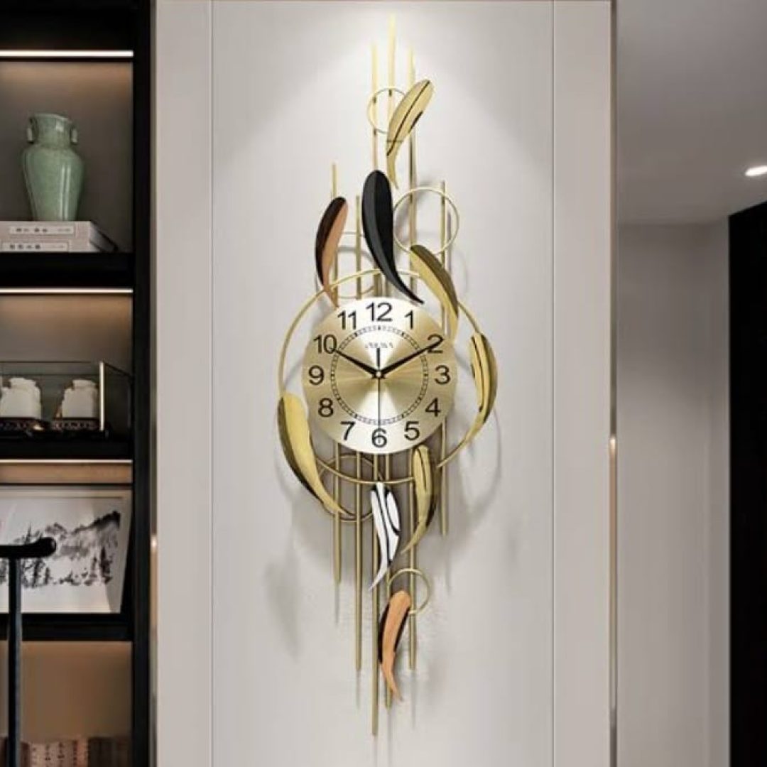 Stylish Black & Gold Metal Wall Clock