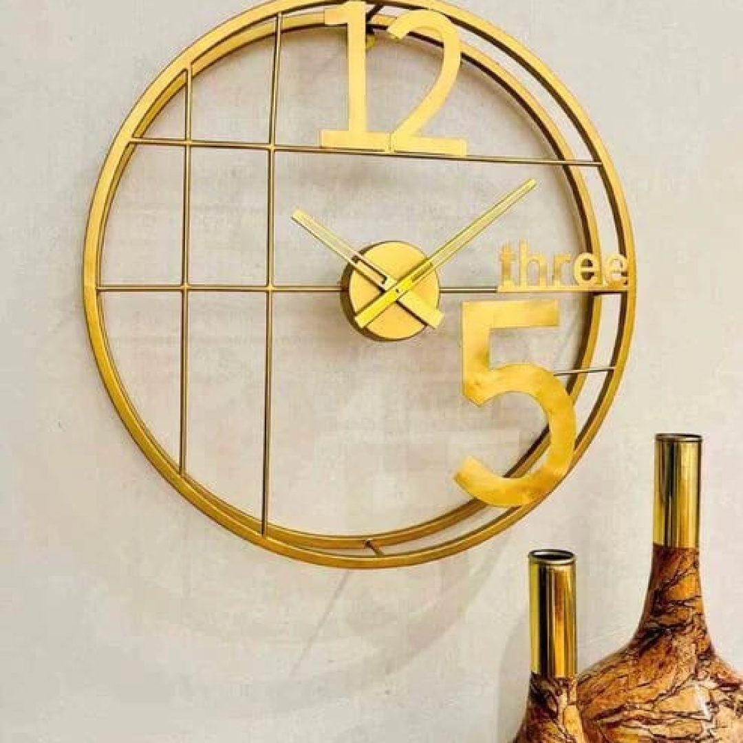 Alphabetic Gold Metal Round Wall Clock