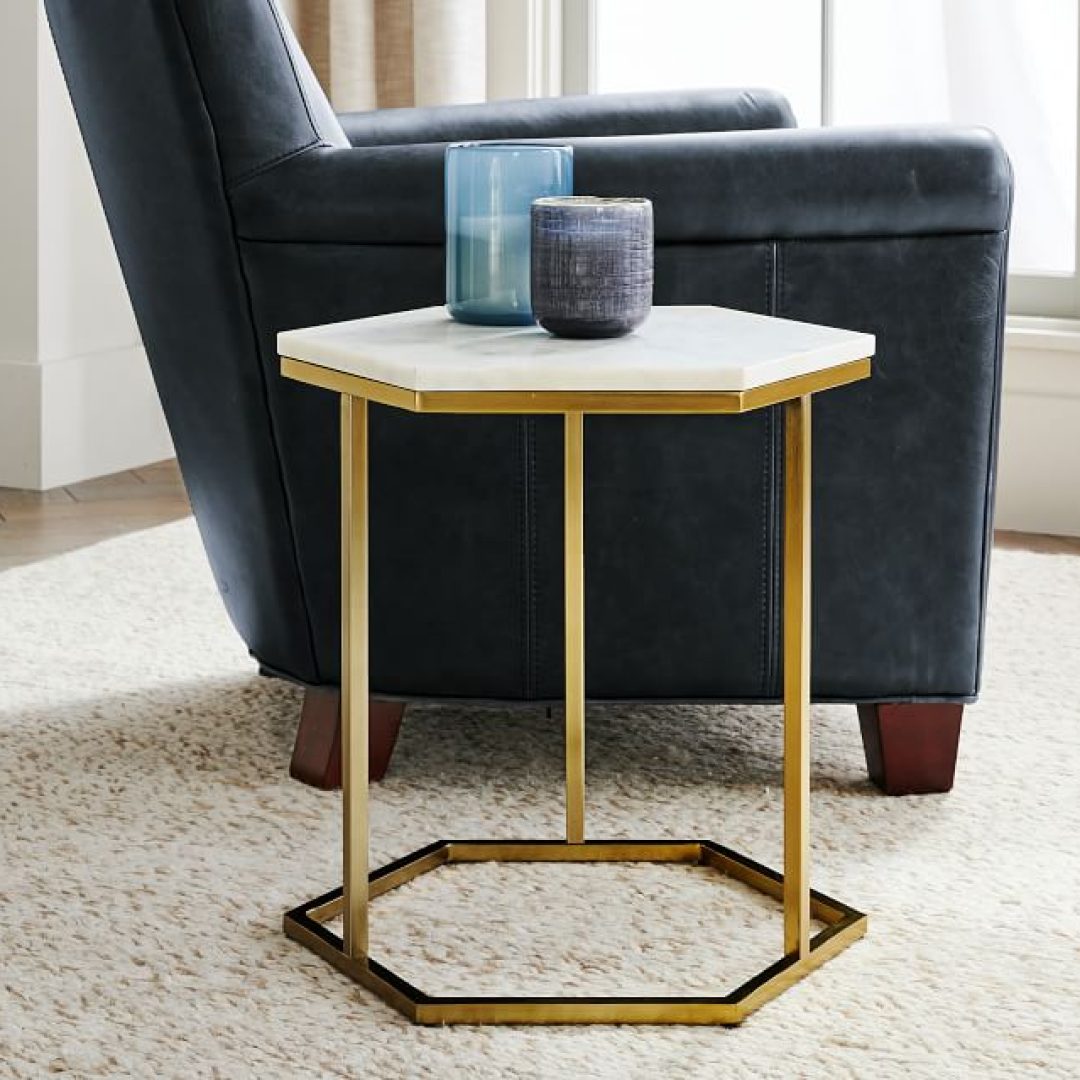 Hexagon Marble Accent Table