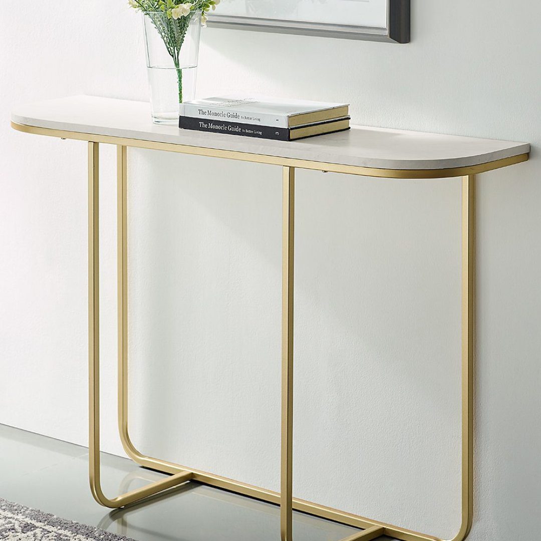 Rectangular Gold Metal Console Table